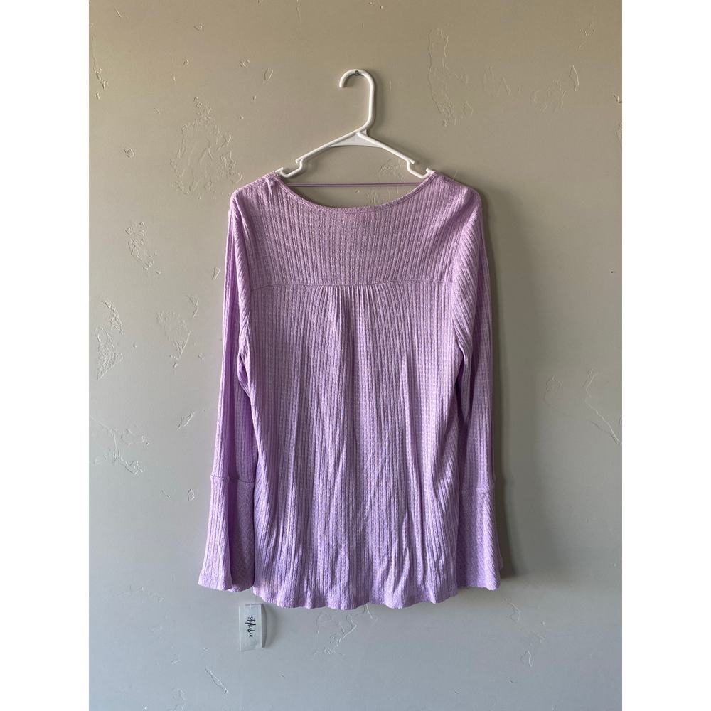 Style & Co "Spring Awakens" Lavender Purple V Neck Long Bell Sleeved Top - Picture 4 of 4